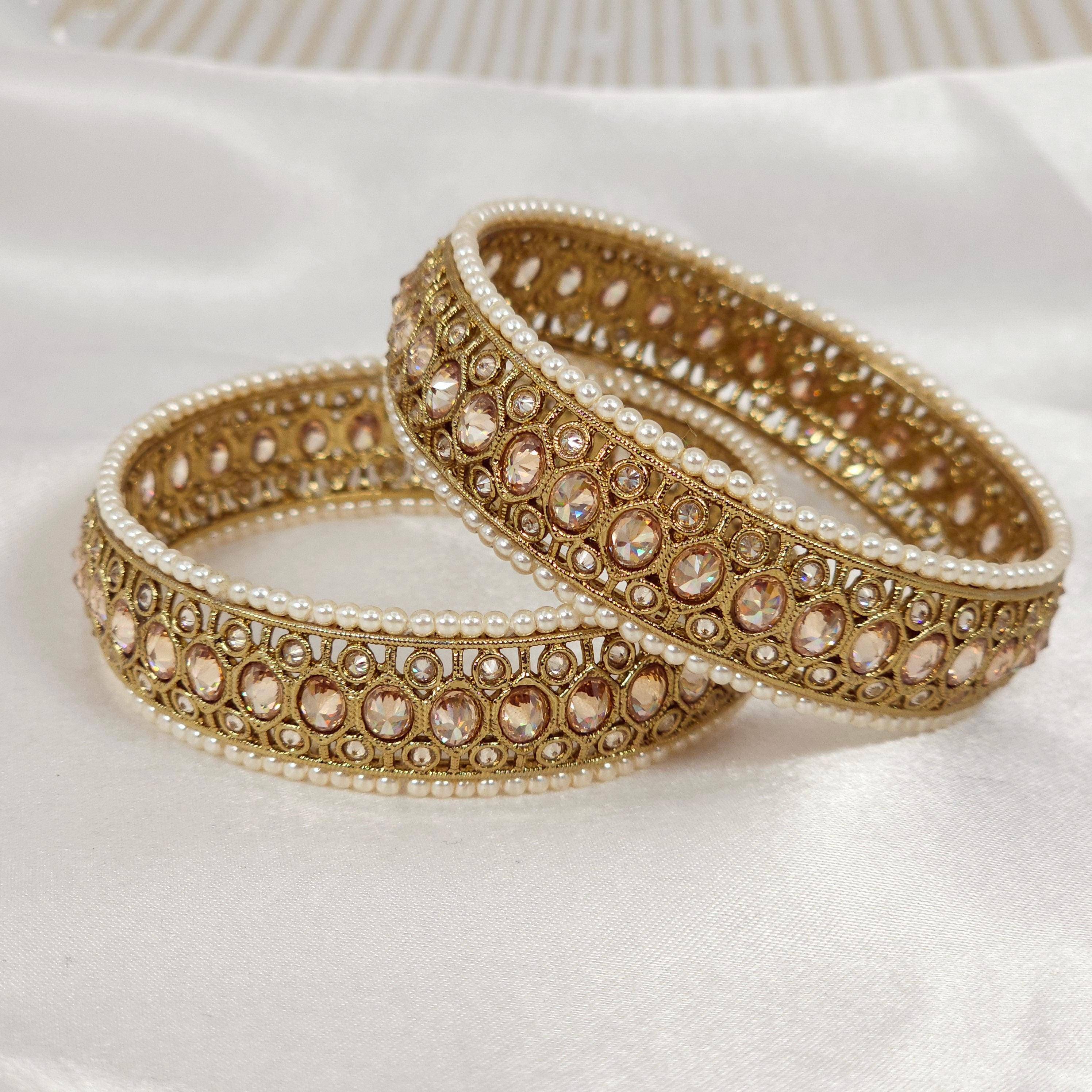 Hira Antique Gold Polki Bangles - Fancy Fab Jewels