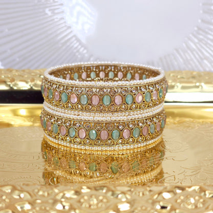 Hira Antique Gold Polki Bangles - Fancy Fab Jewels