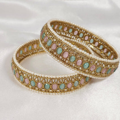 Hira Antique Gold Polki Bangles - Fancy Fab Jewels