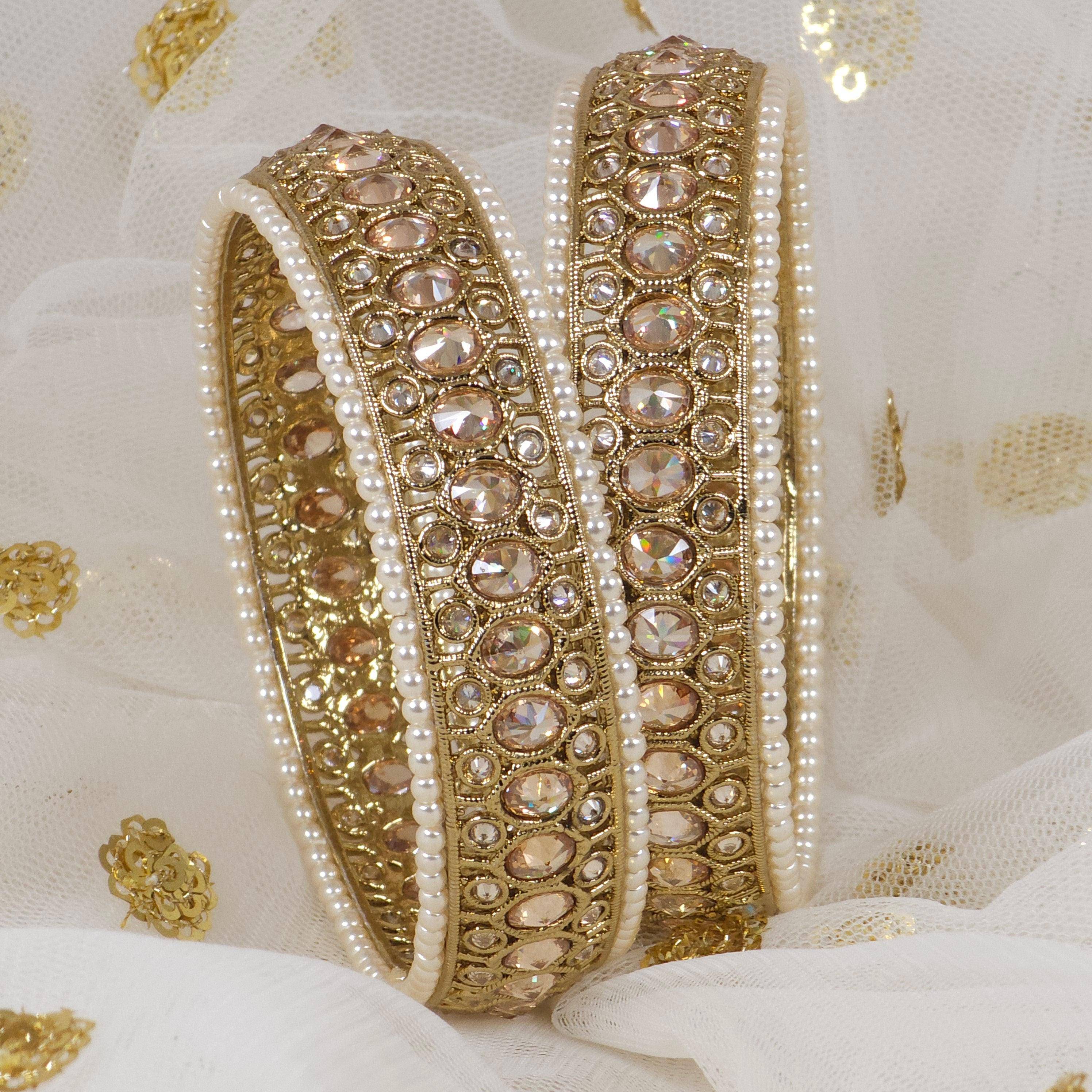 Hira Antique Gold Polki Bangles - Fancy Fab Jewels