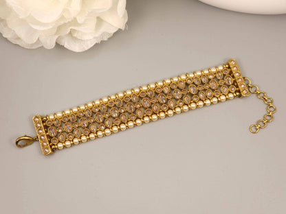 Antique Gold Polki Adjustable Chain Bracelet - Fancy Fab Jewels