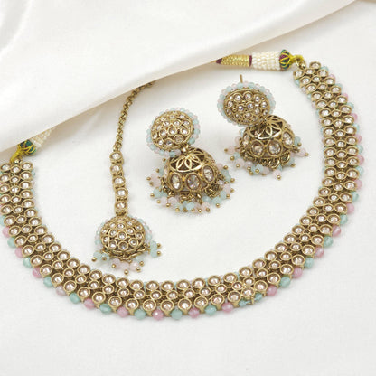 Alia Choker Necklace Set - In Six Colours - Fancy Fab Jewels