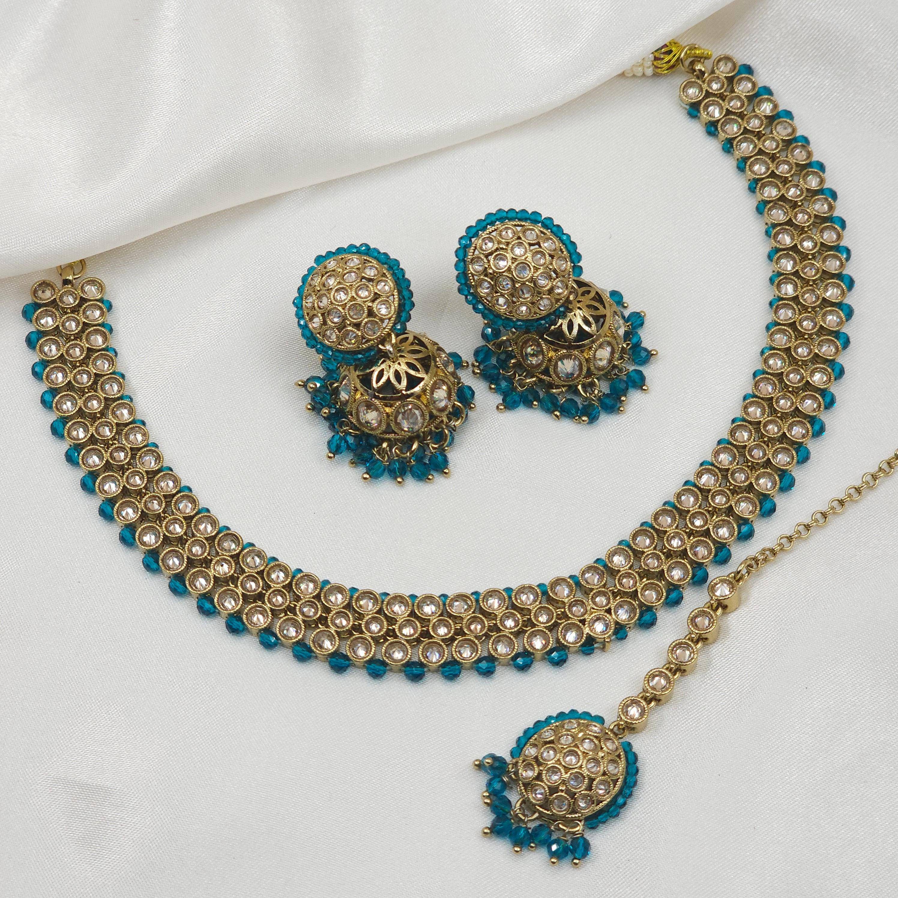 Alia Choker Necklace Set - In Six Colours - Fancy Fab Jewels