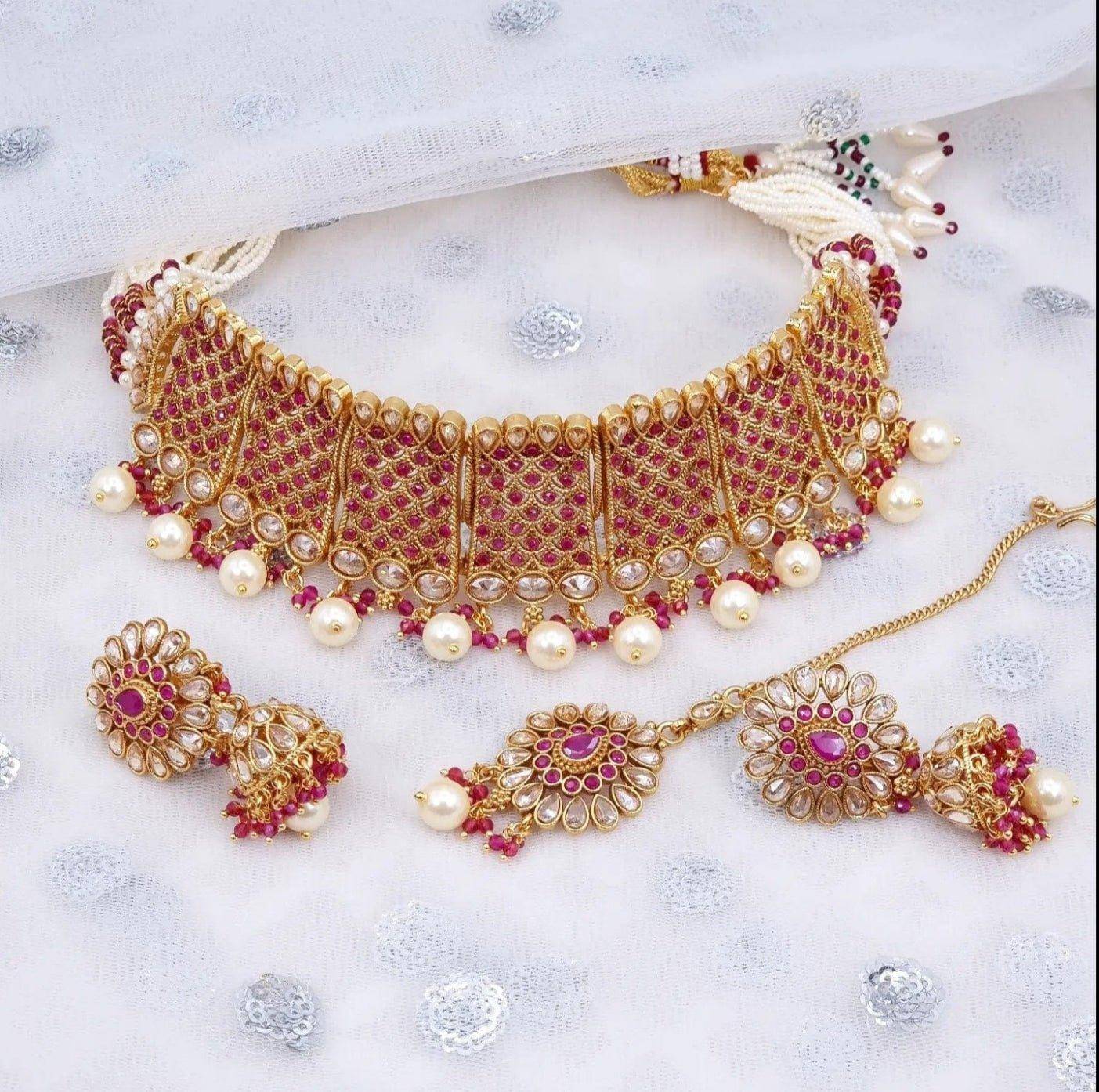 Antique Gold Polki Choker Set - Fancy Fab Jewels