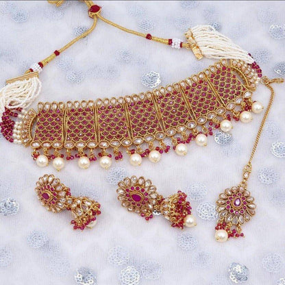 Antique Gold Polki Choker Set - Fancy Fab Jewels