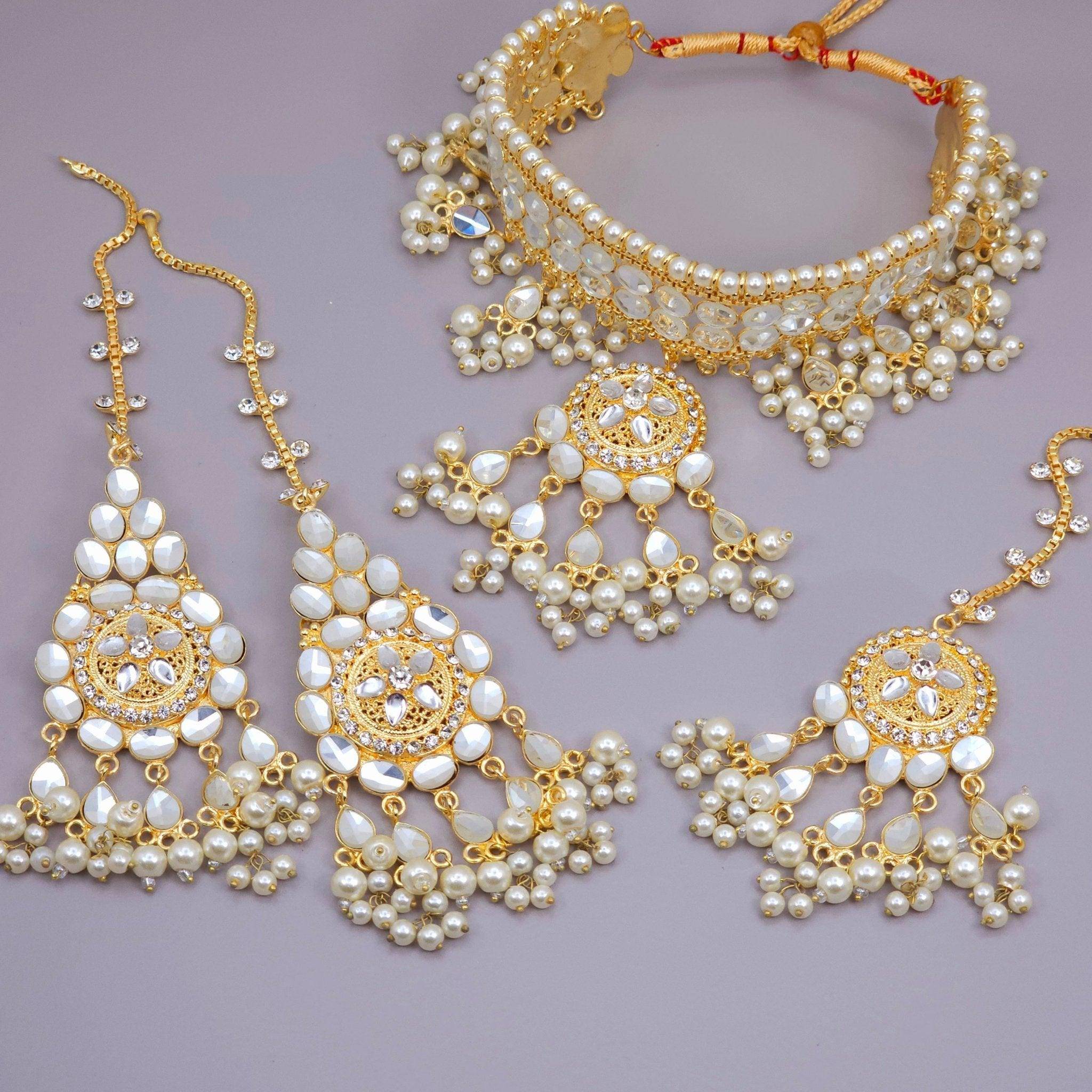 Hoor Faux Kundan Choker Necklace Set - Fancy Fab Jewels