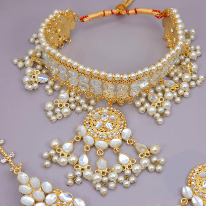 Hoor Faux Kundan Choker Necklace Set - Fancy Fab Jewels