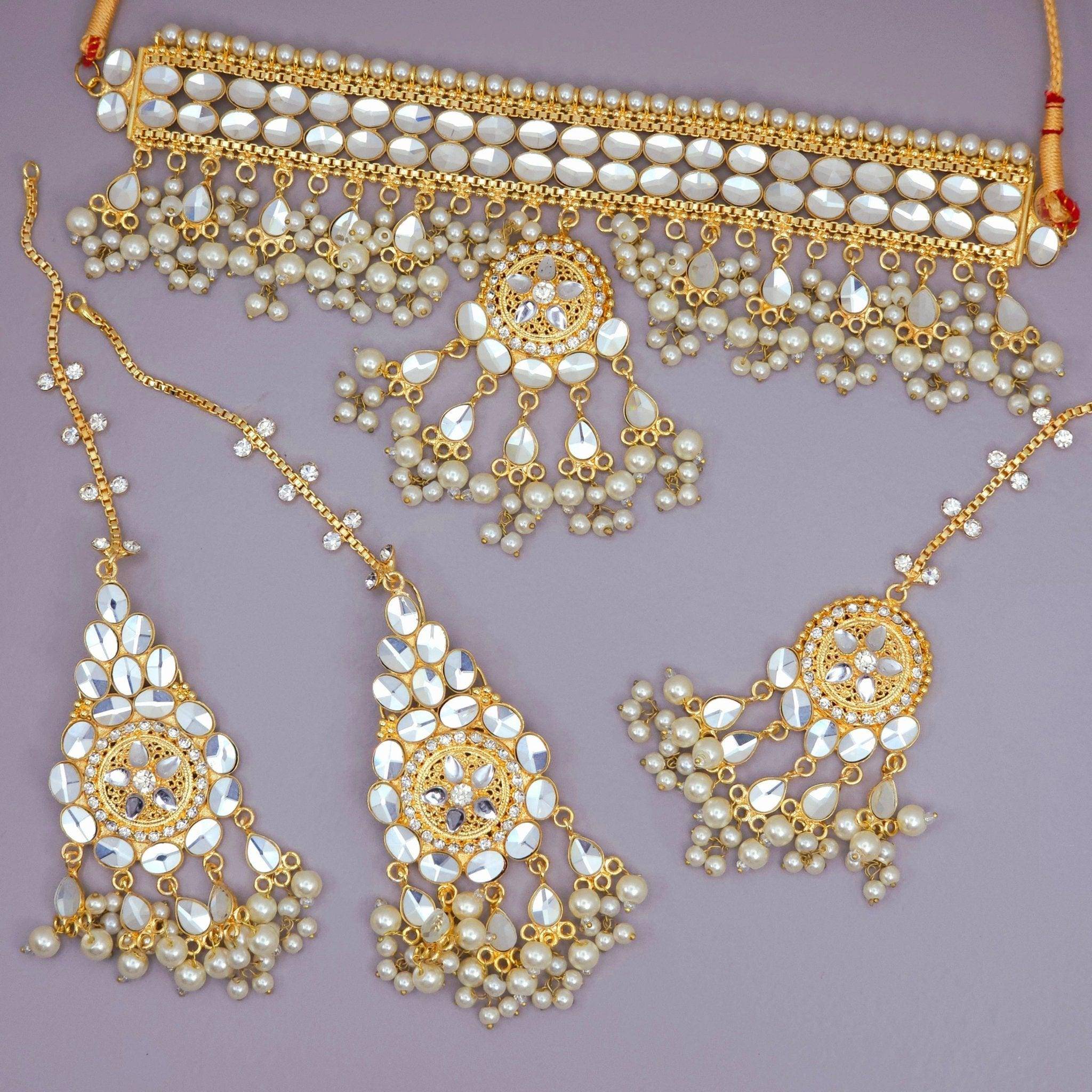 Hoor Faux Kundan Choker Necklace Set - Fancy Fab Jewels