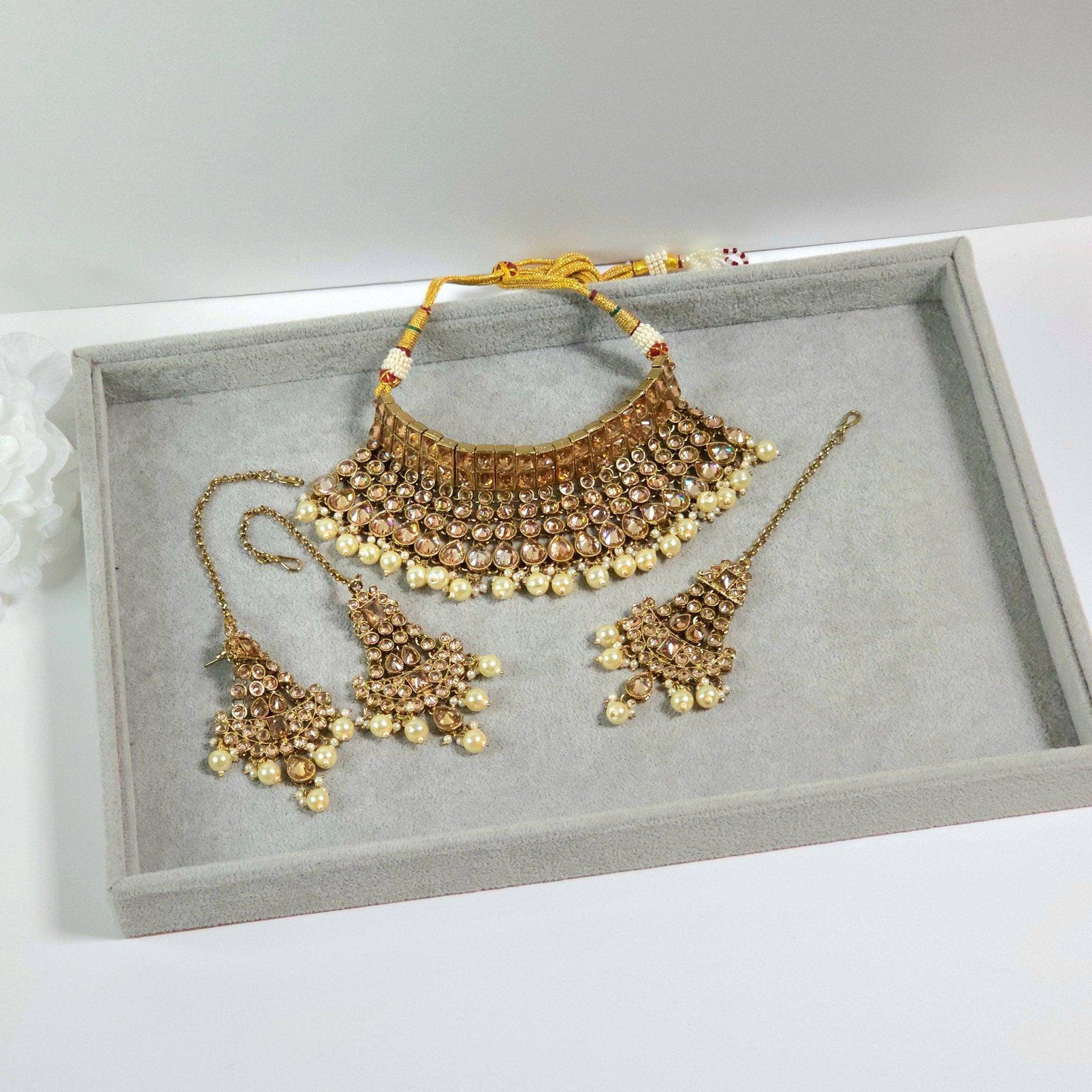 Mahjabin - Polki Bridal Choker Set - Fancy Fab Jewels