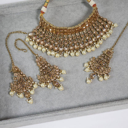 Mahjabin - Polki Bridal Choker Set - Fancy Fab Jewels