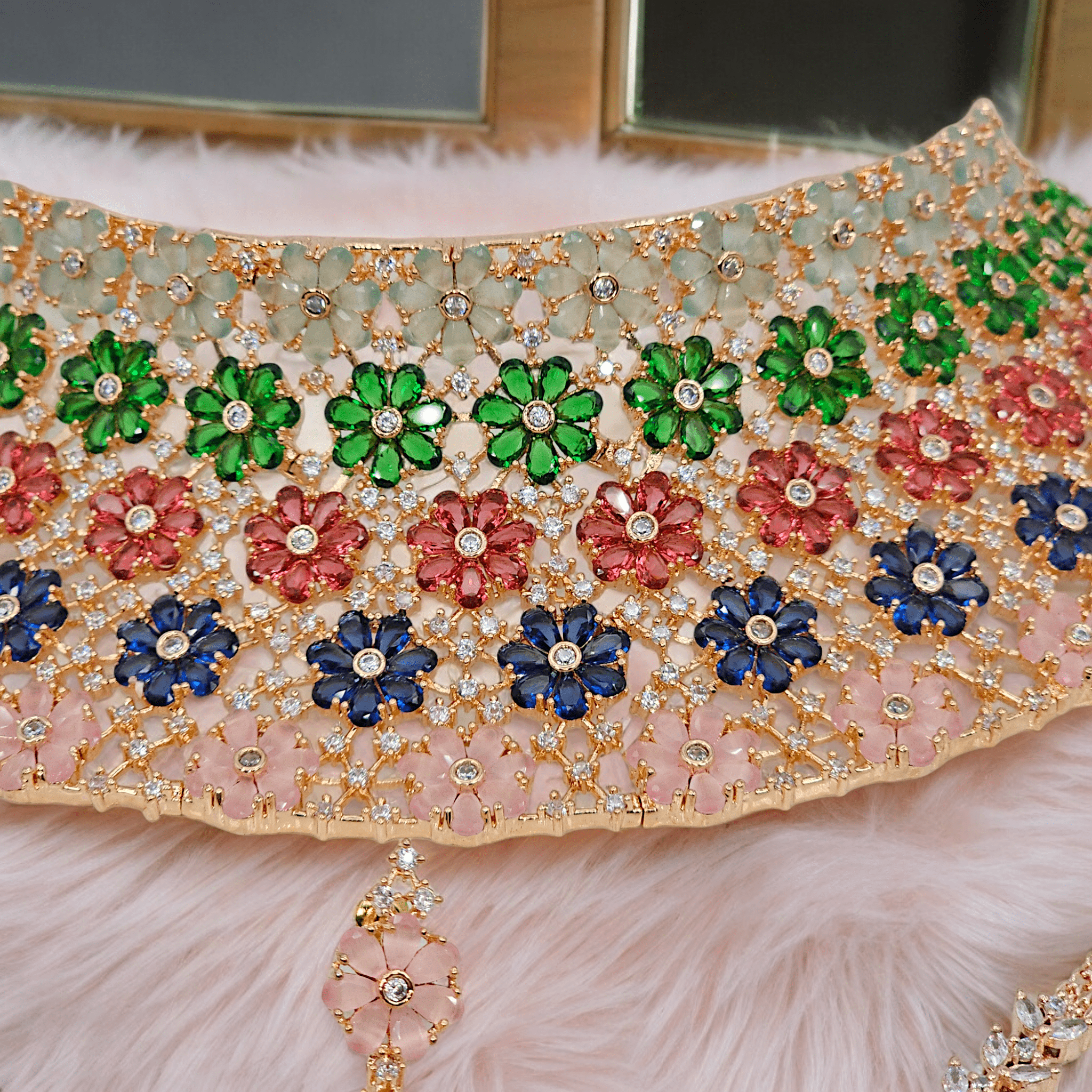 Kashish Bridal CZ Choker Set Full Rose Gold - Fancy Fab Jewels