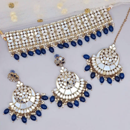 Alia - Mirror Work Flexible Indian Asian Jewellery Set - Fancy Fab Jewels