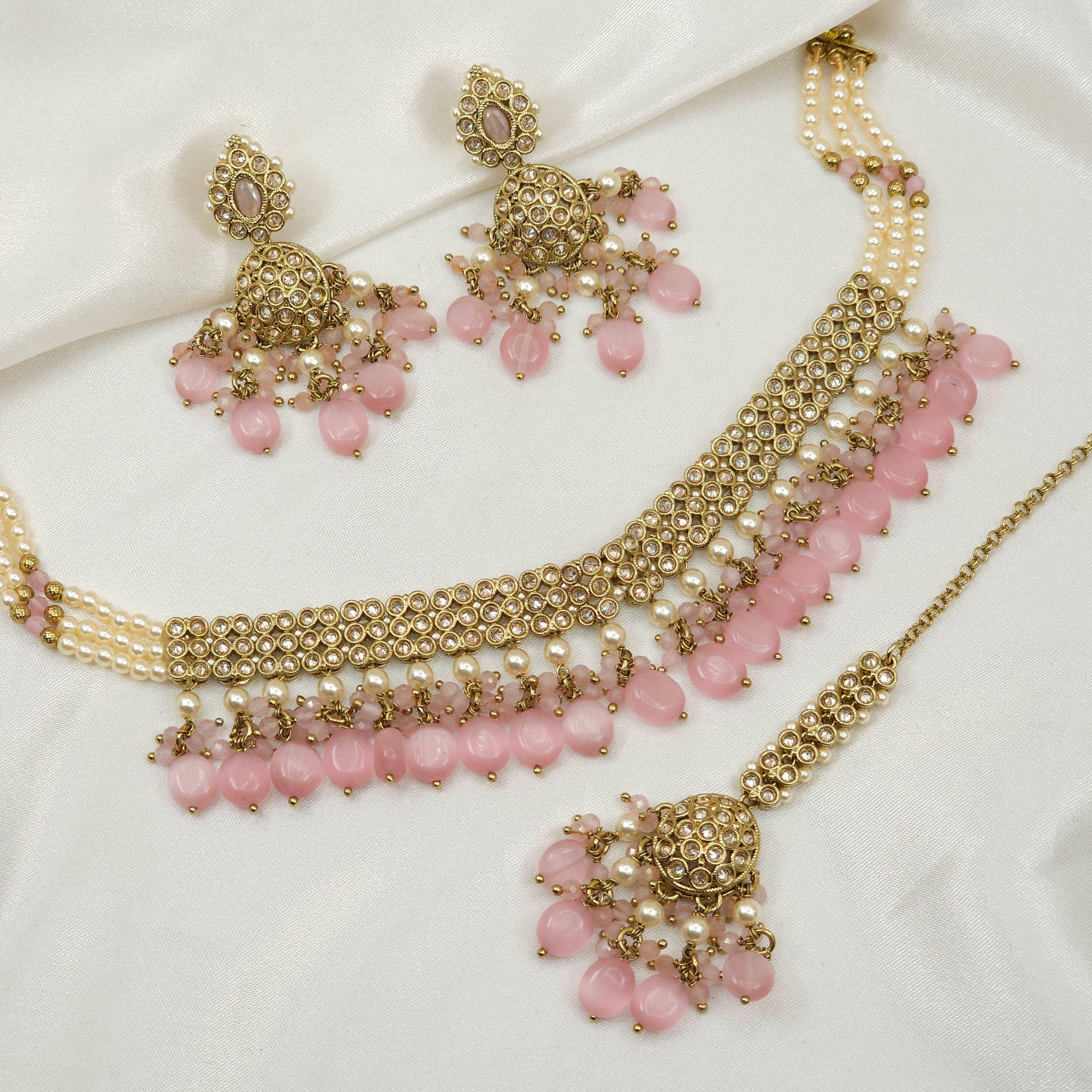 Noor Choker Necklace Set - In 4 Colours - Fancy Fab Jewels