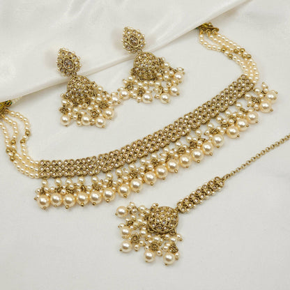 Noor Choker Necklace Set - In 4 Colours - Fancy Fab Jewels