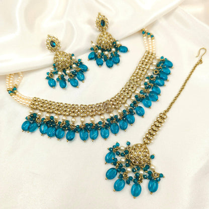 Noor Choker Necklace Set - In 4 Colours - Fancy Fab Jewels