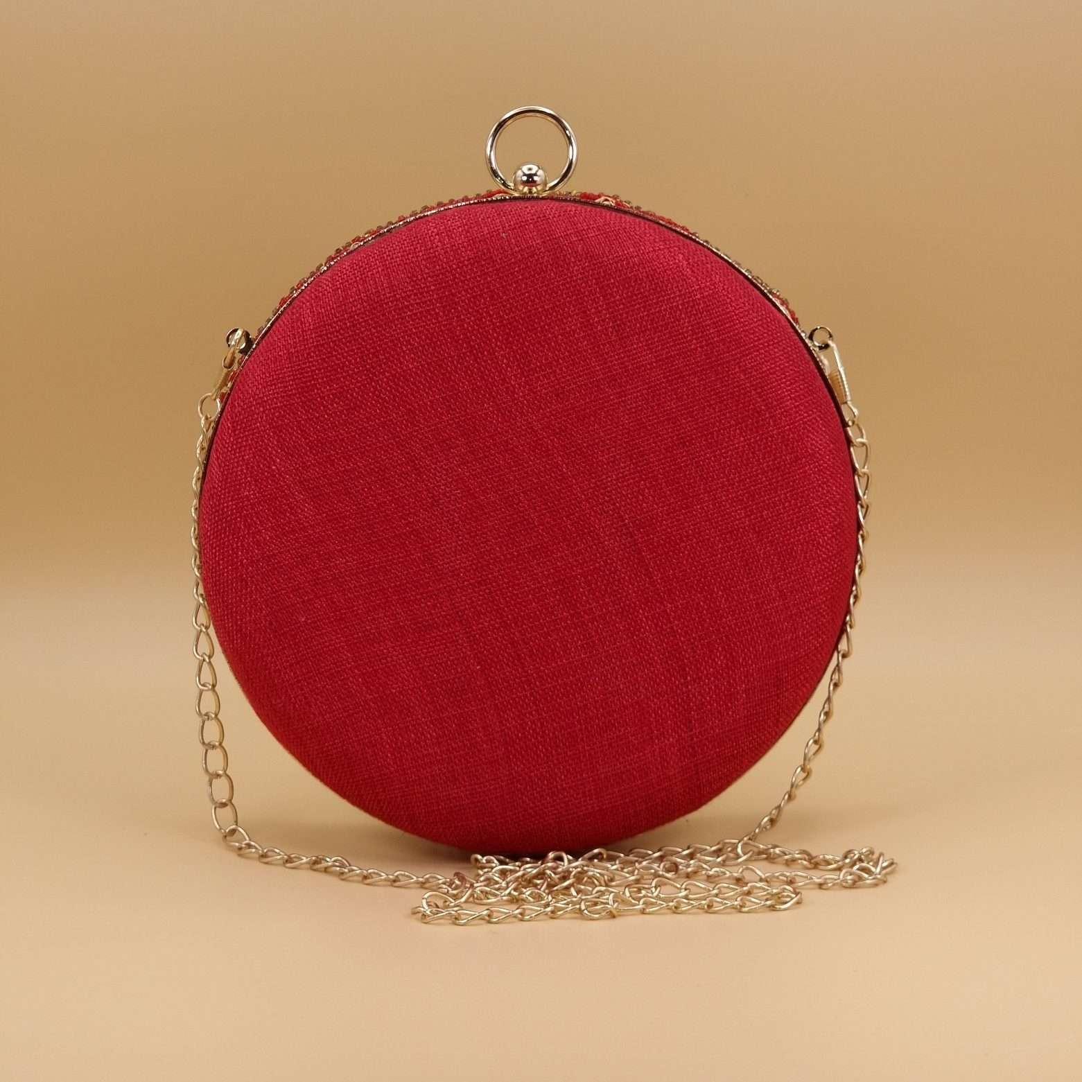 Alaya Round Clutch Deep Red - Fancy Fab Jewels