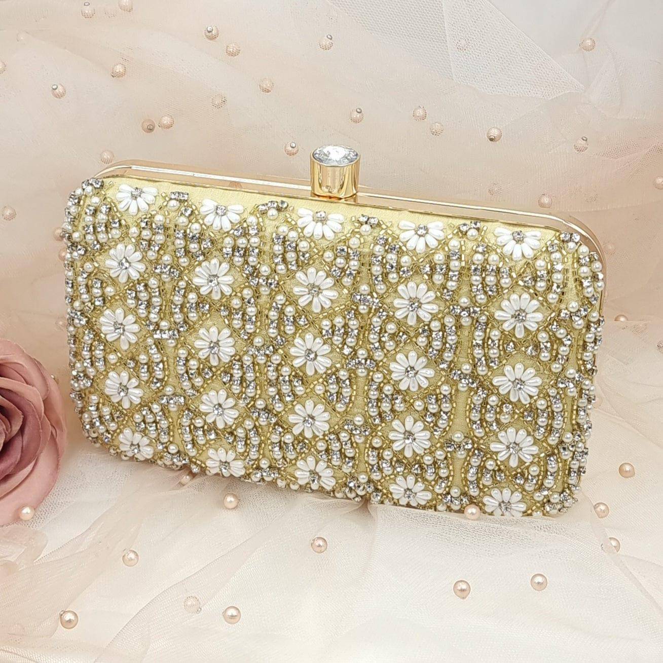 GOLD Pearl Shaheen Clutch - Fancy Fab Jewels