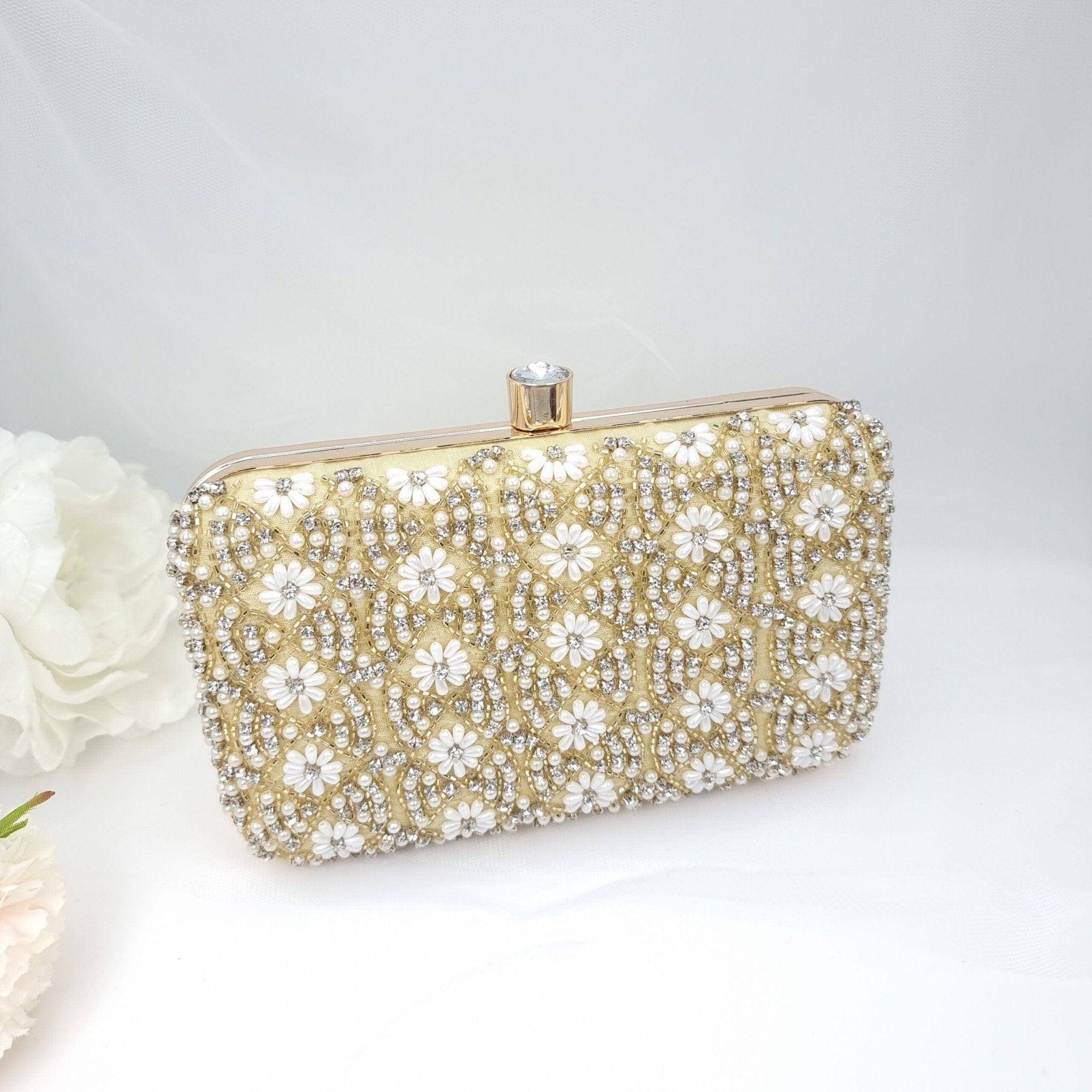 GOLD Pearl Shaheen Clutch - Fancy Fab Jewels