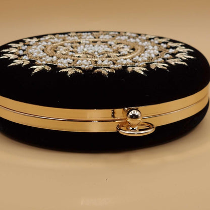 Noor Bridal Round Clutch Black - Fancy Fab Jewels