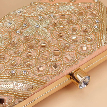 Rutba Bridal Clutch Peach - Fancy Fab Jewels