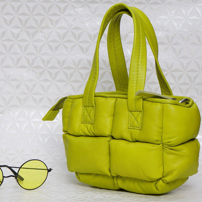 Lime Green Mini Leather Puffer Cross body Bag - Fancy Fab Jewels