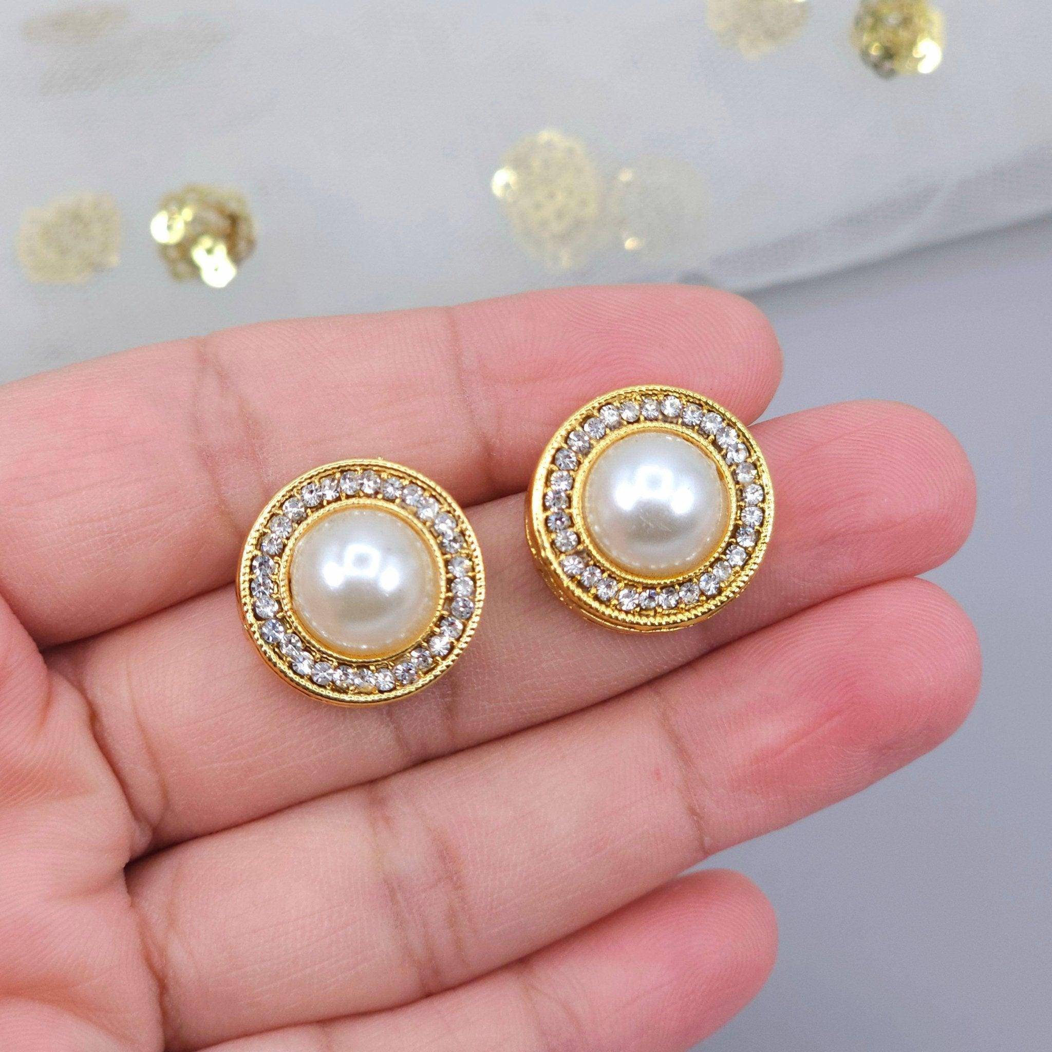 Gold Plated Pearl Stud Earrings - Fancy Fab Jewels