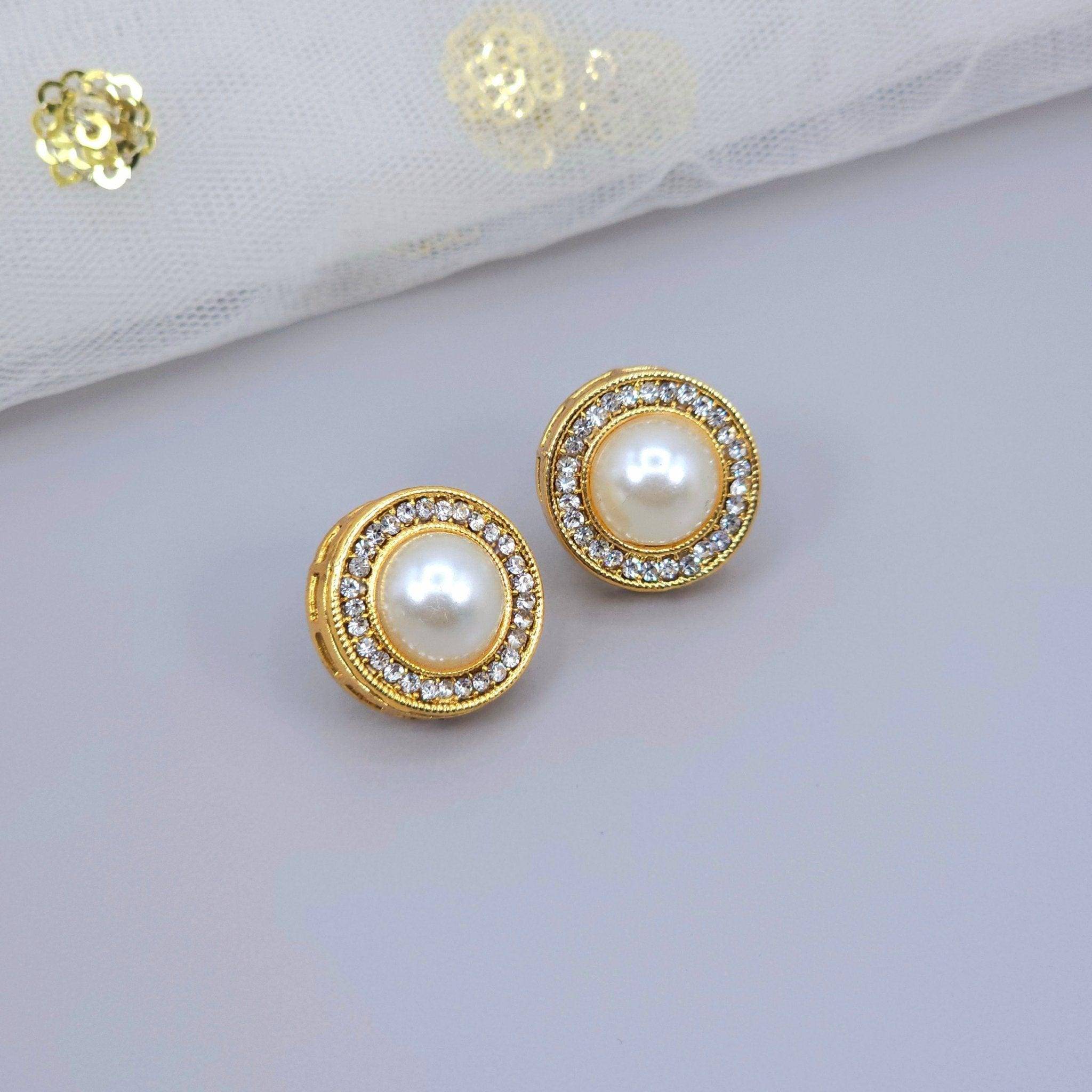 Gold Plated Pearl Stud Earrings - Fancy Fab Jewels