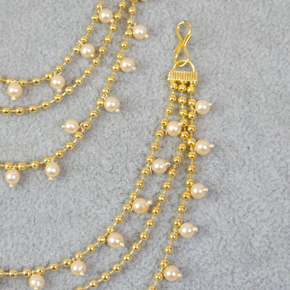 Bahubali Polki and Pearl Earring Chains/Earchain - Fancy Fab Jewels