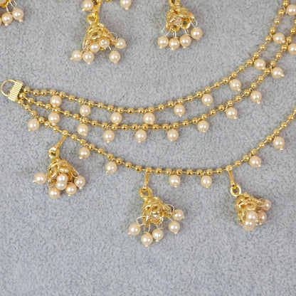 Maya - Bahubali Polki and Pearl Earring Chains/Earchain - Fancy Fab Jewels