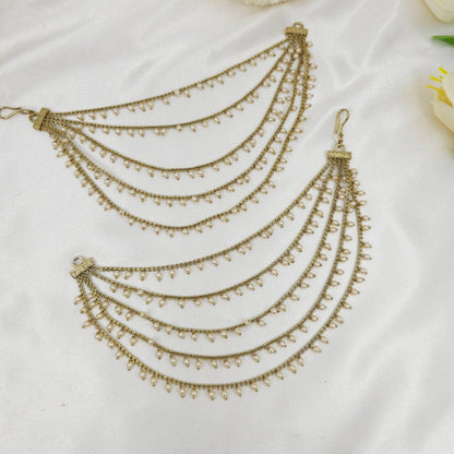 5 Strands Pearl Earring Chains/Earchains - Fancy Fab Jewels