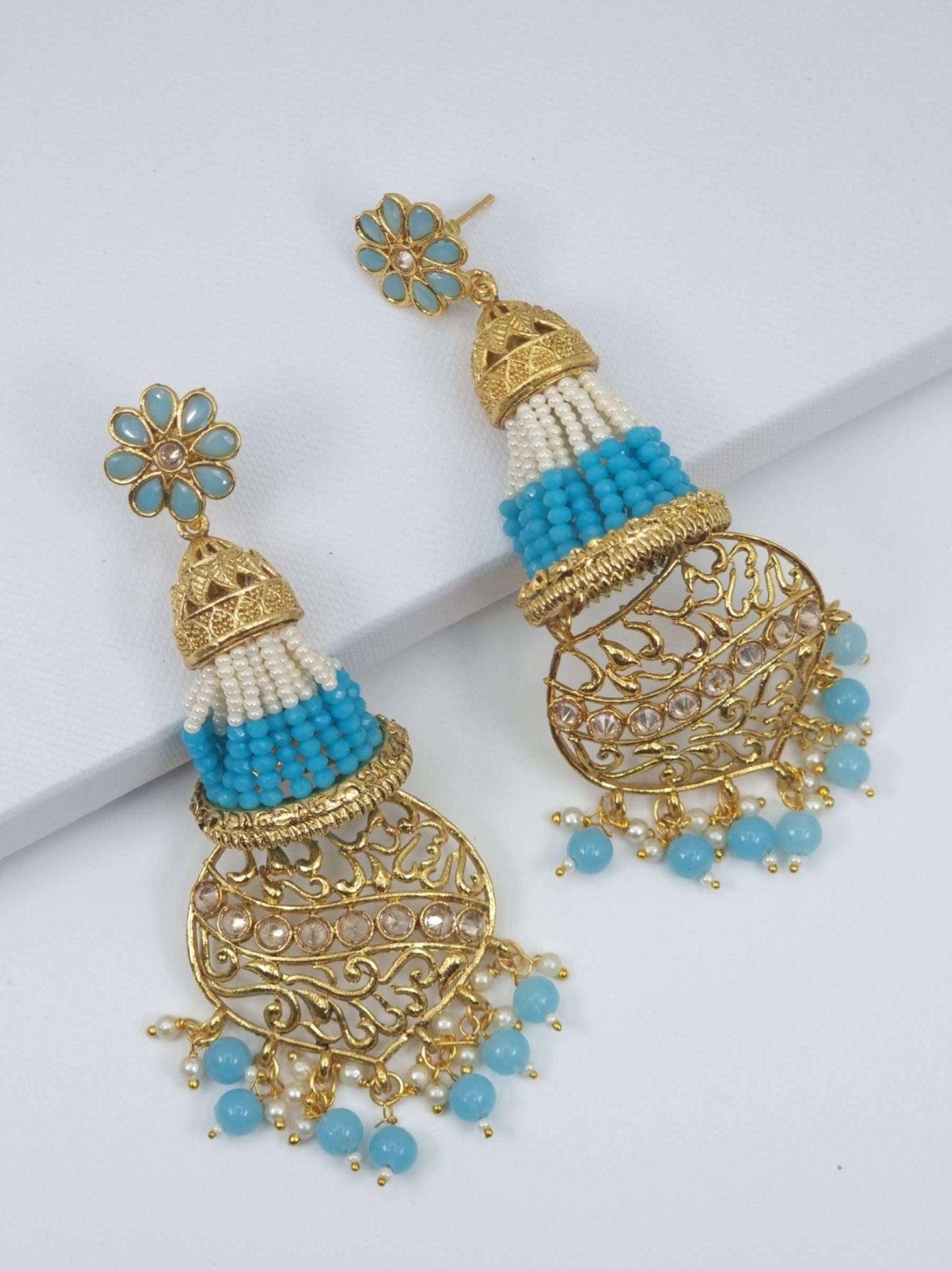 Indian Gold Hoop Jhumka Earrings - Fancy Fab Jewels