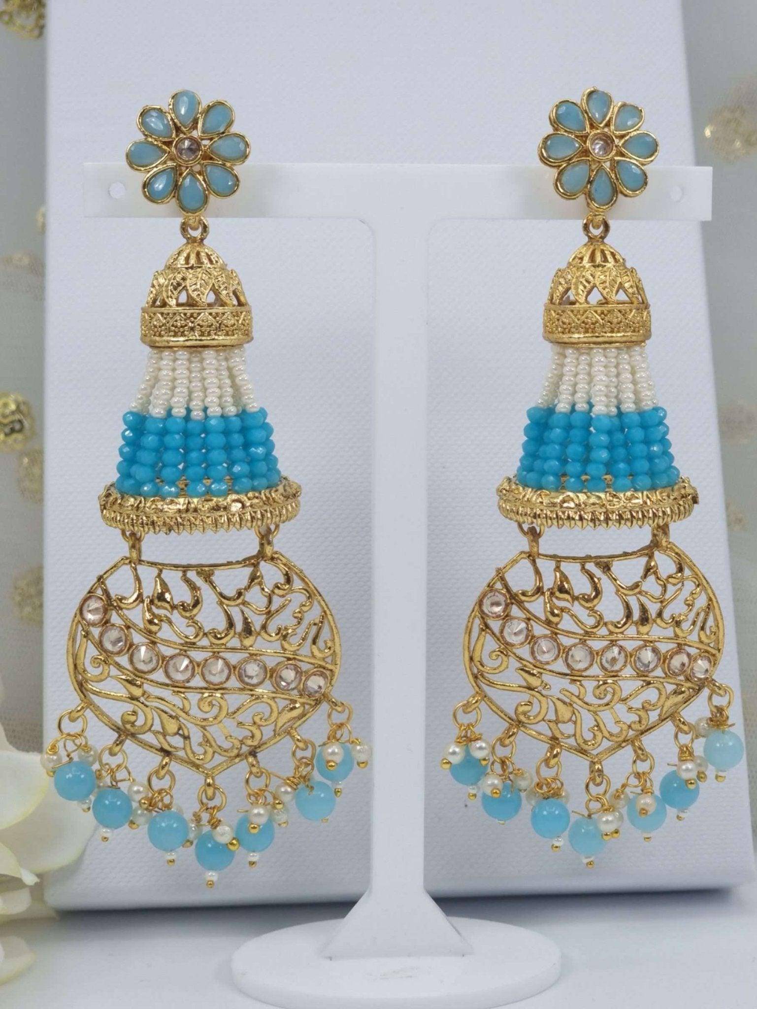 Indian Gold Hoop Jhumka Earrings - Fancy Fab Jewels