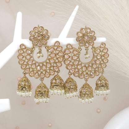 Preeti Gold Jhumka Earrings Indian Earrings - Fancy Fab Jewels