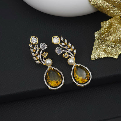 fancy fab Jewels Earrings Gold Tulip - American Diamond Earrings