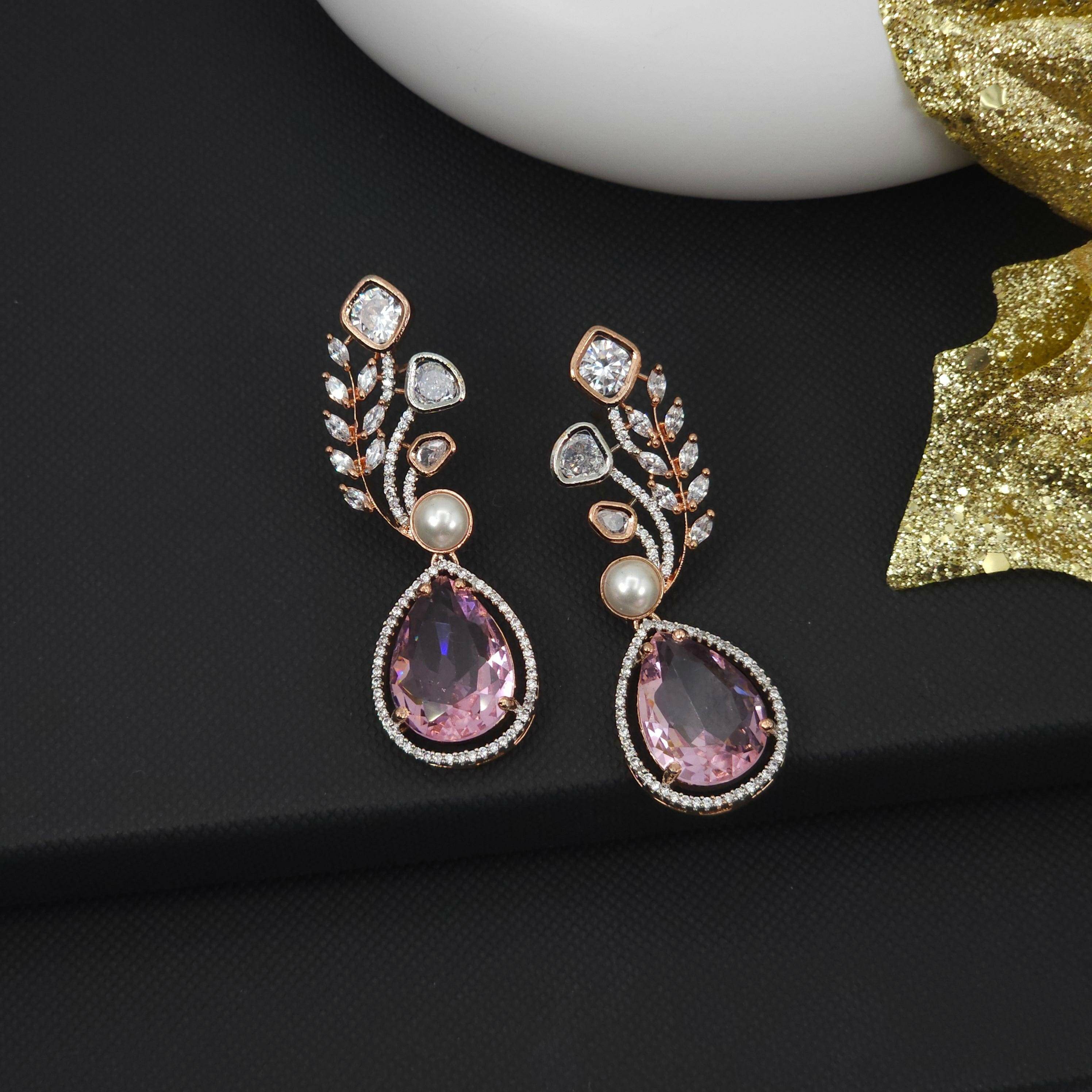 Tulip American Diamond Earrings - Fancy Fab Jewels