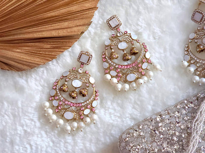 Zarnab Golden Pearl Chandbali Earrings - Fancy Fab Jewels