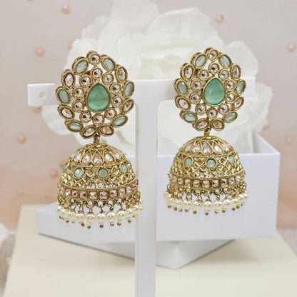 Heer Antique Gold Polki Jhumki Earrings - Fancy Fab Jewels