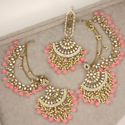 Noori - Mirror Earrings Tikka Set - Fancy Fab Jewels