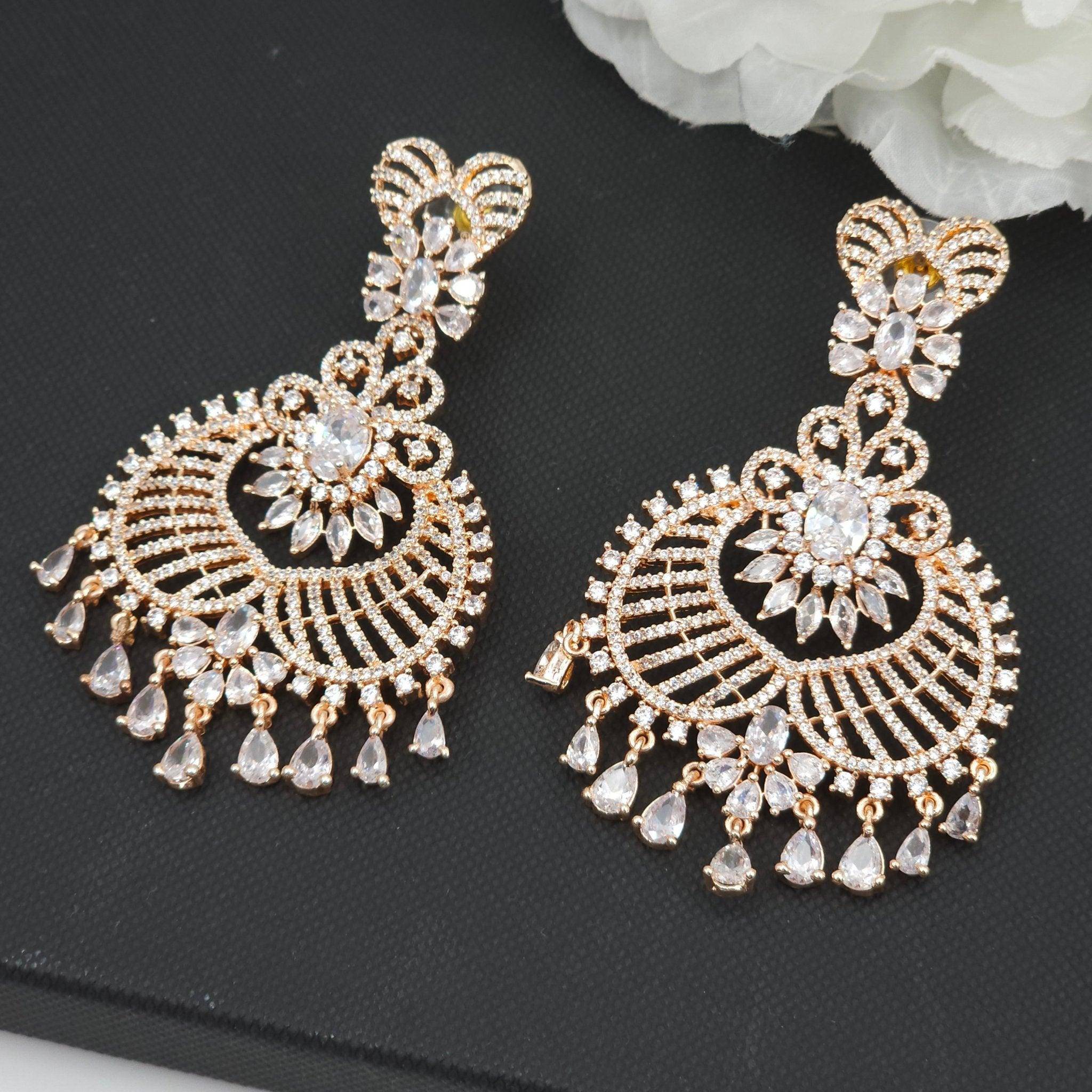 Adina American Diamond Silver Dangle Earrings - Fancy Fab Jewels