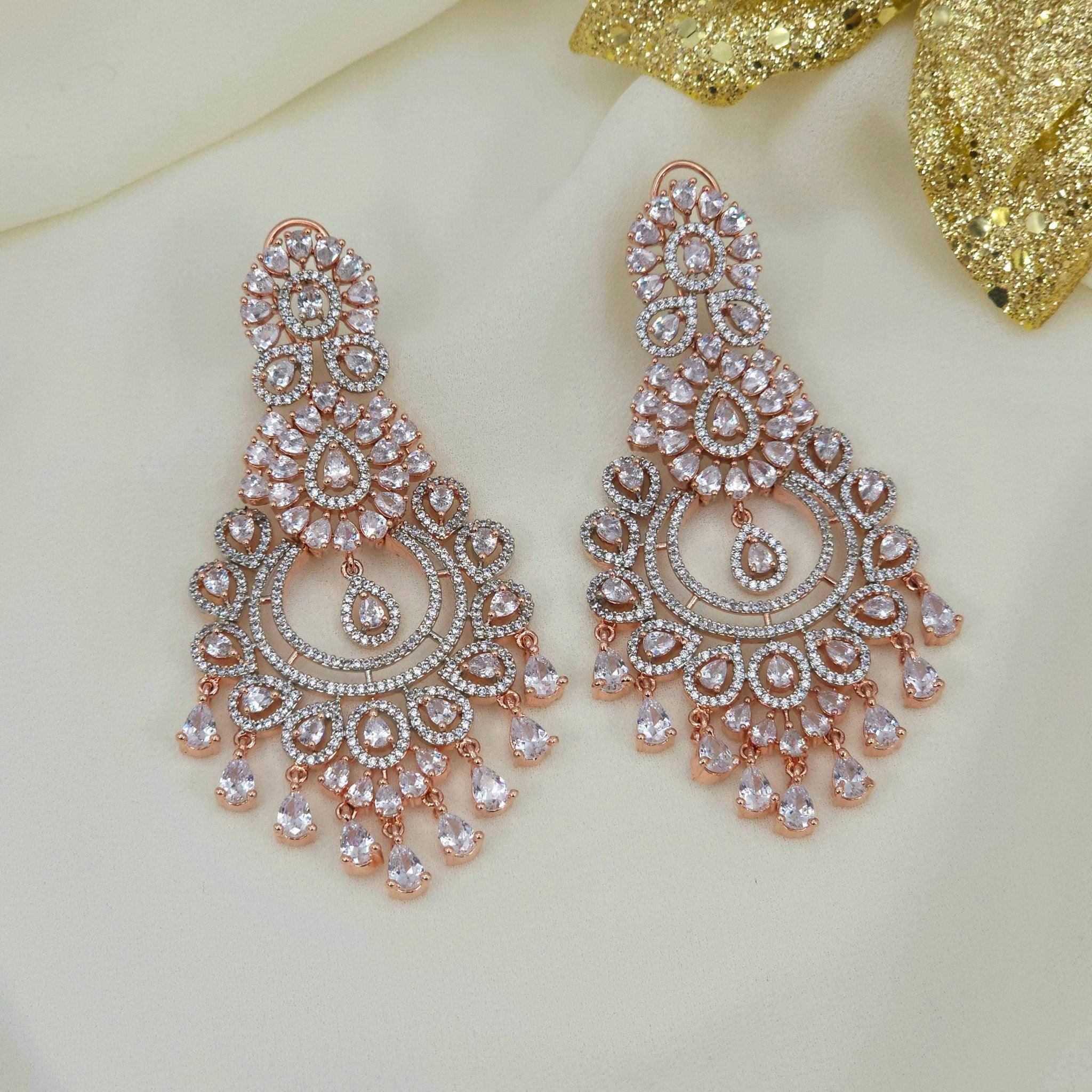 Azqa American Diamond Drop Earrings - Fancy Fab Jewels