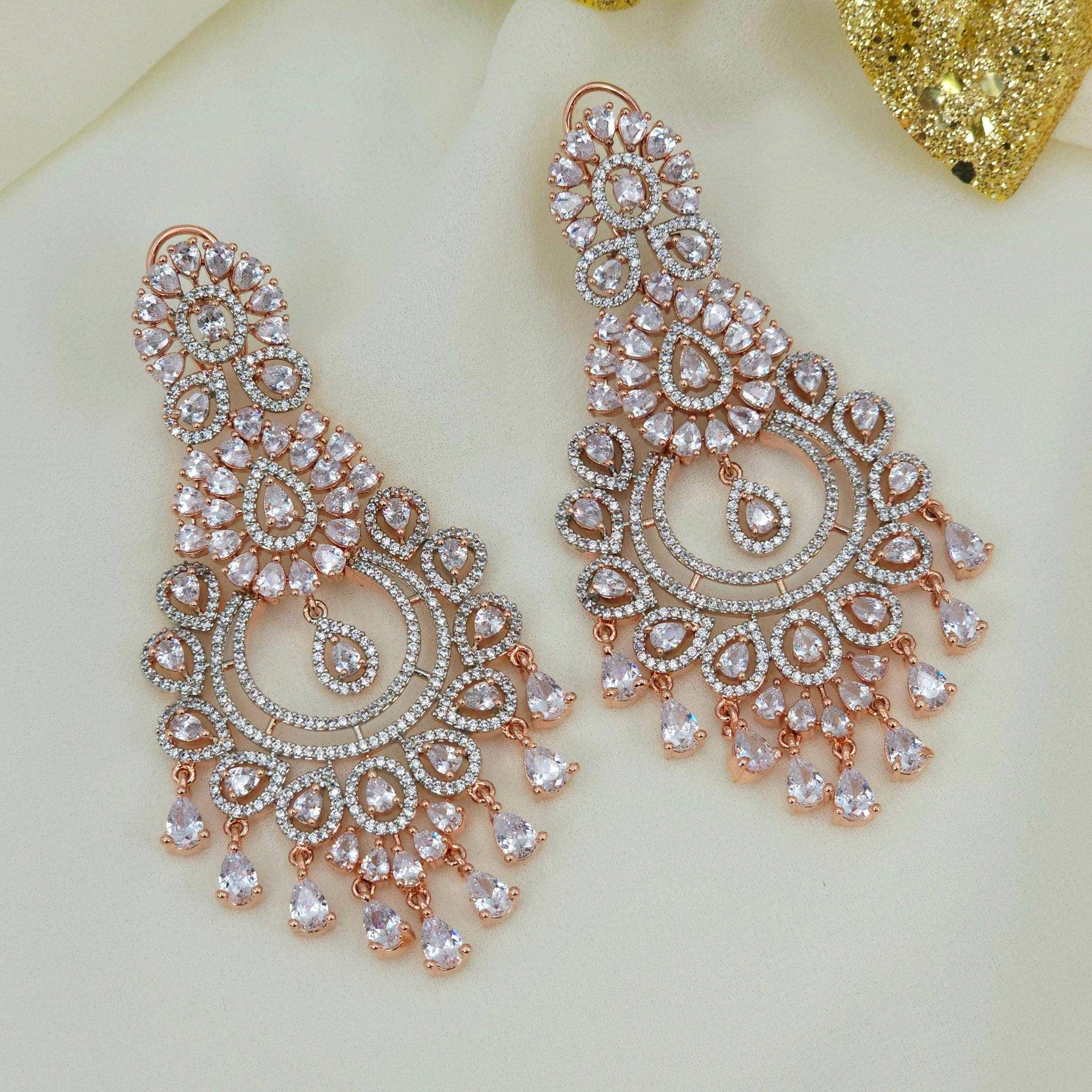 Azqa American Diamond Drop Earrings - Fancy Fab Jewels