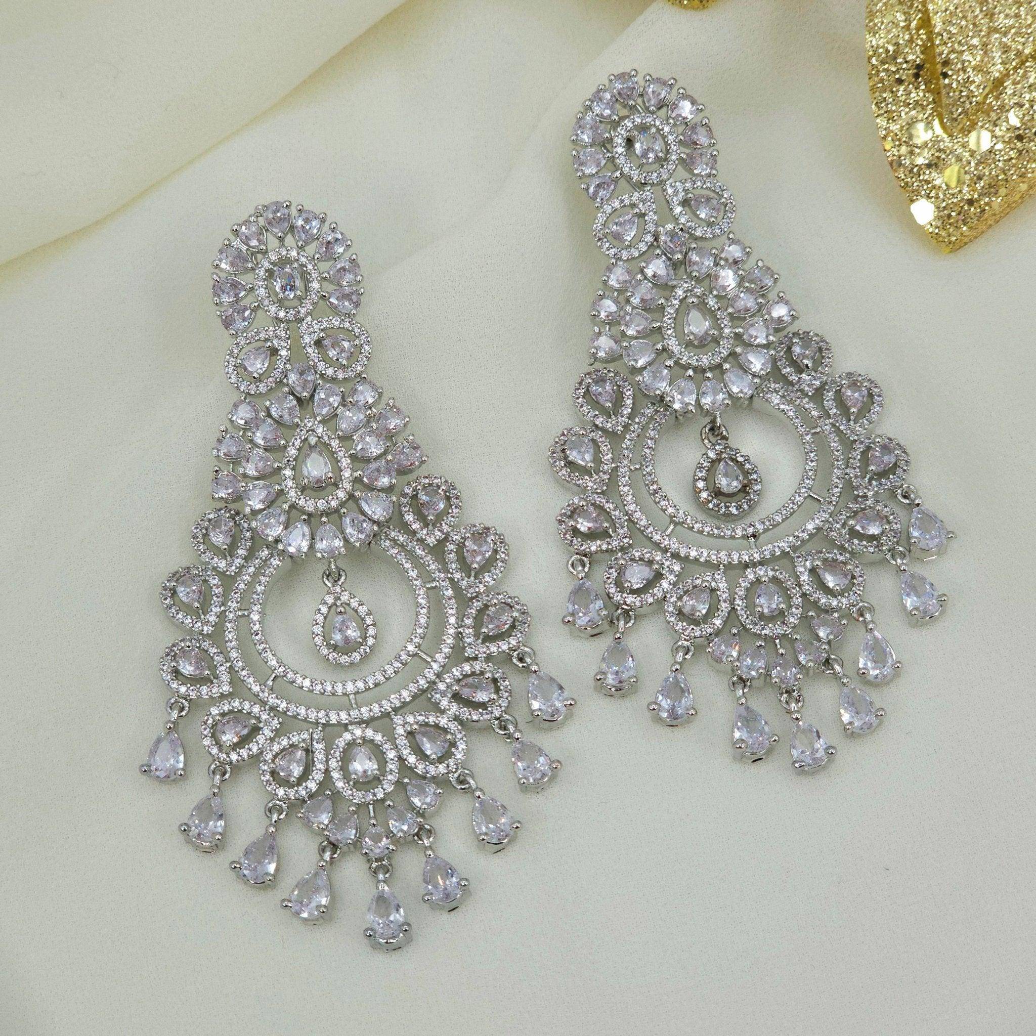 Azqa American Diamond Drop Earrings - Fancy Fab Jewels