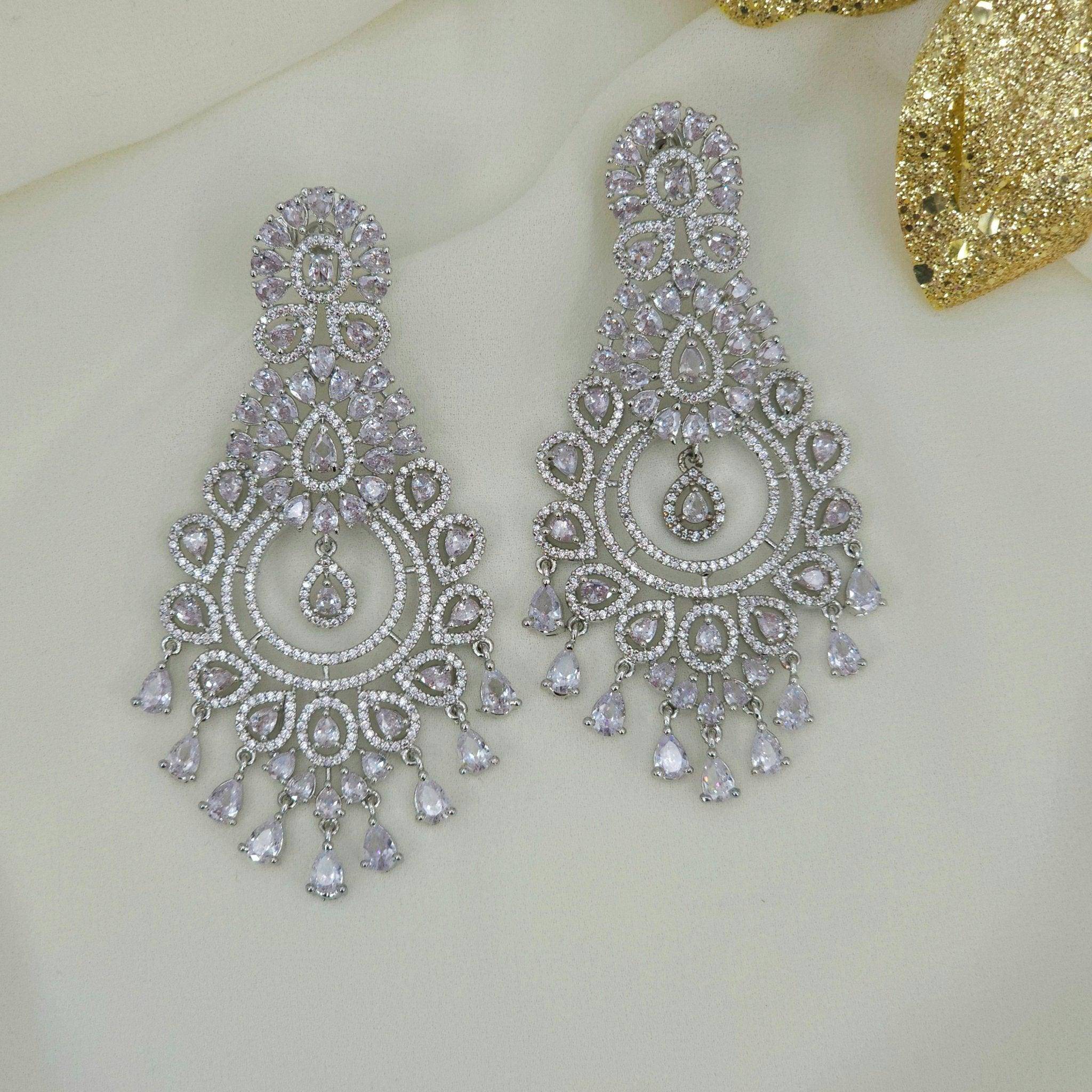 Azqa American Diamond Drop Earrings - Fancy Fab Jewels