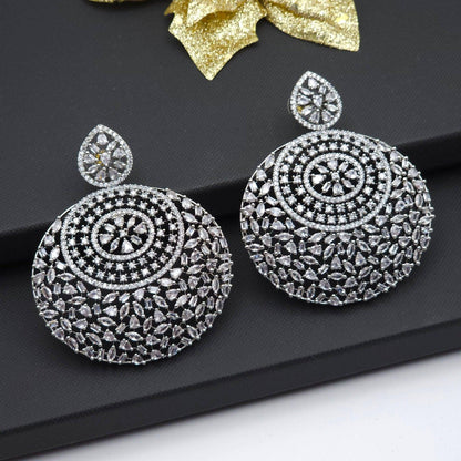 Bella American Diamond Silver Statement Earrings - Fancy Fab Jewels