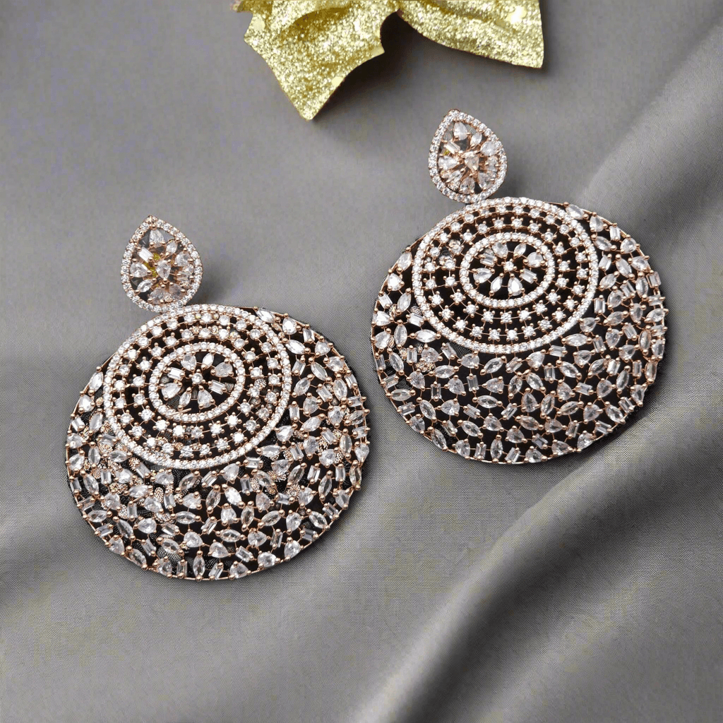 Bella American Diamond Silver Statement Earrings - Fancy Fab Jewels