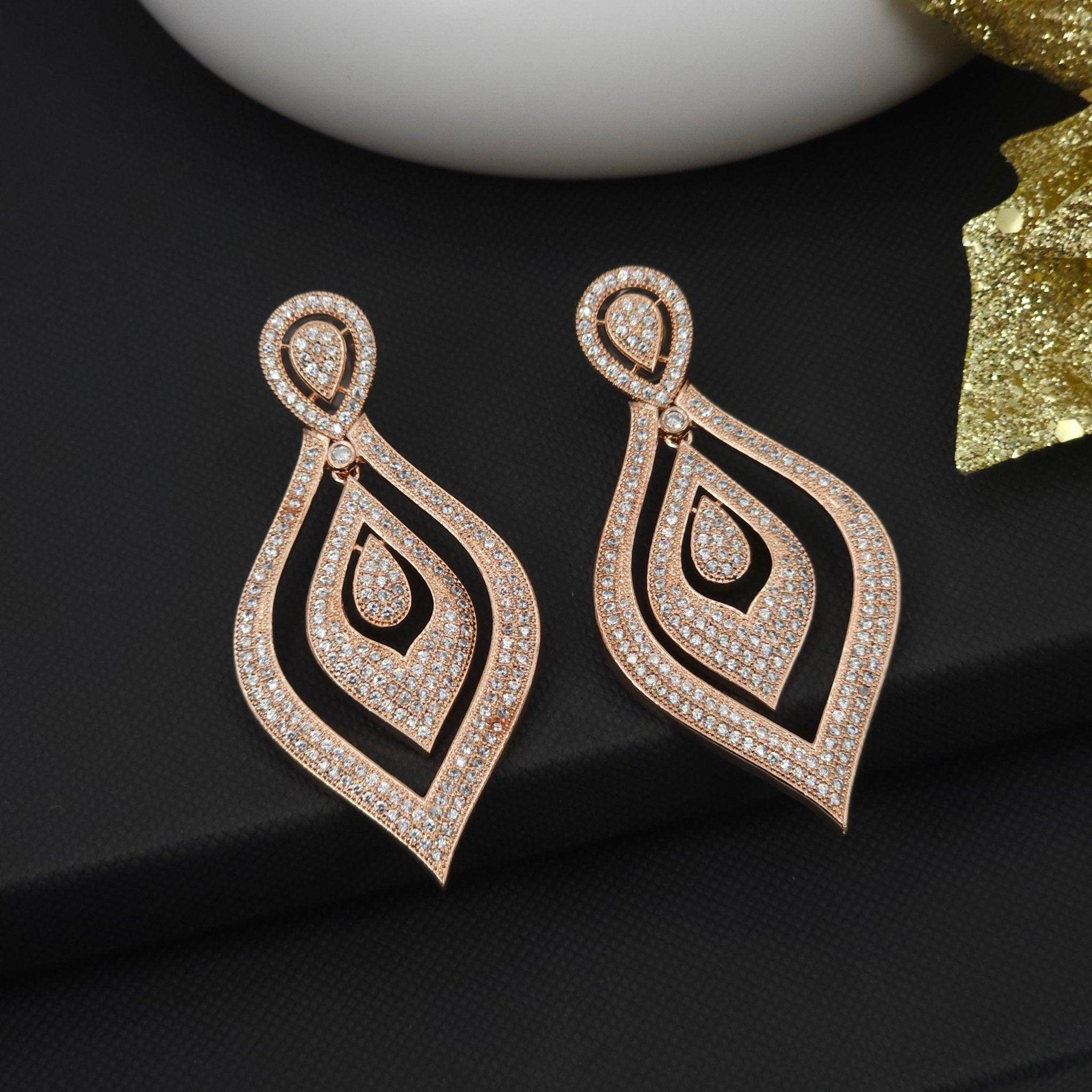 Clara American Diamond Statement Earrings - Fancy Fab Jewels