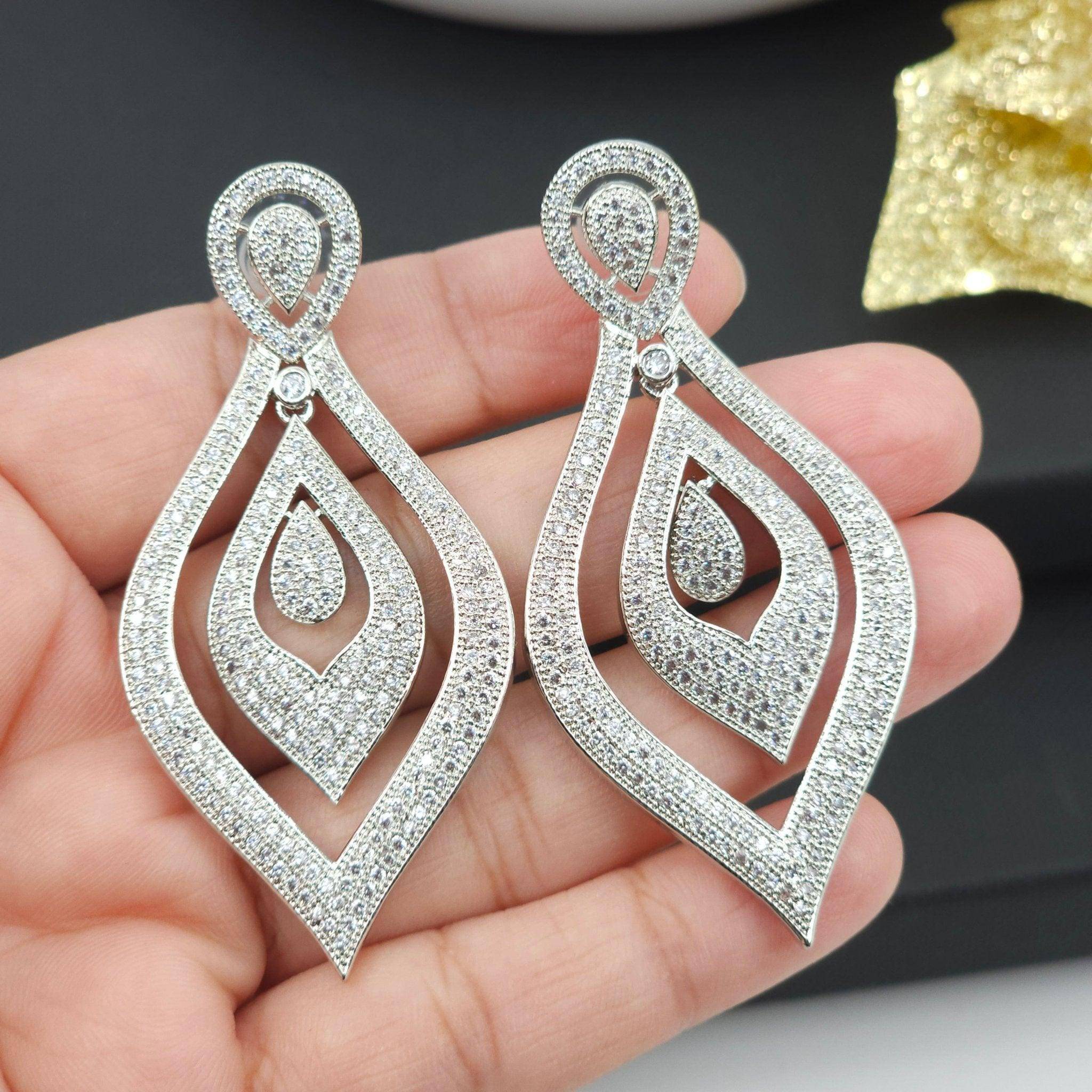 Clara American Diamond Statement Earrings - Fancy Fab Jewels