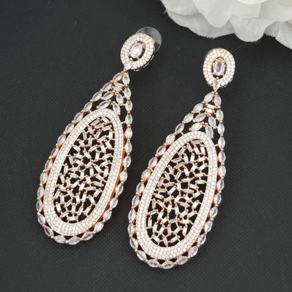 Raya American Diamond Statement Earrings - Fancy Fab Jewels