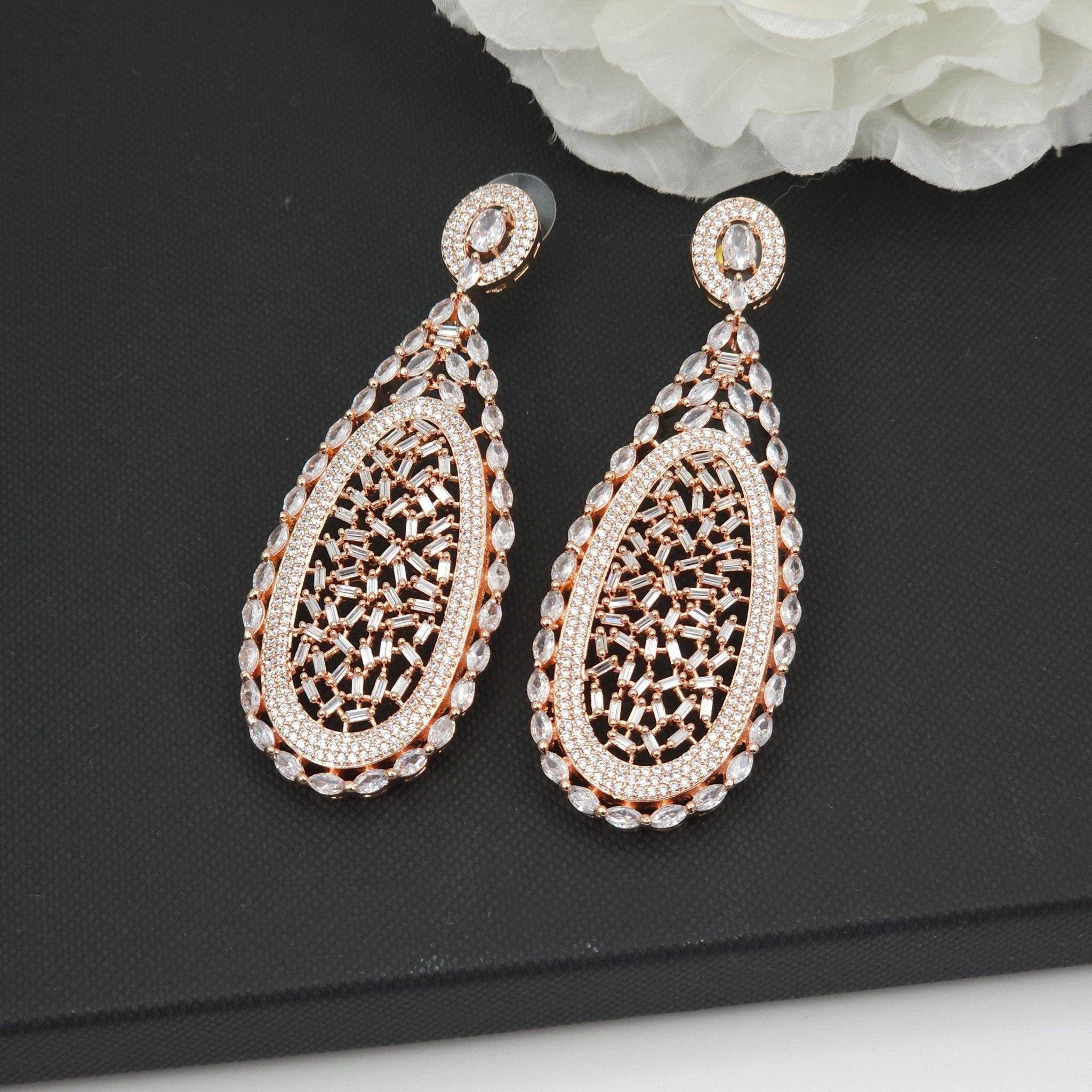 Raya American Diamond Statement Earrings - Fancy Fab Jewels