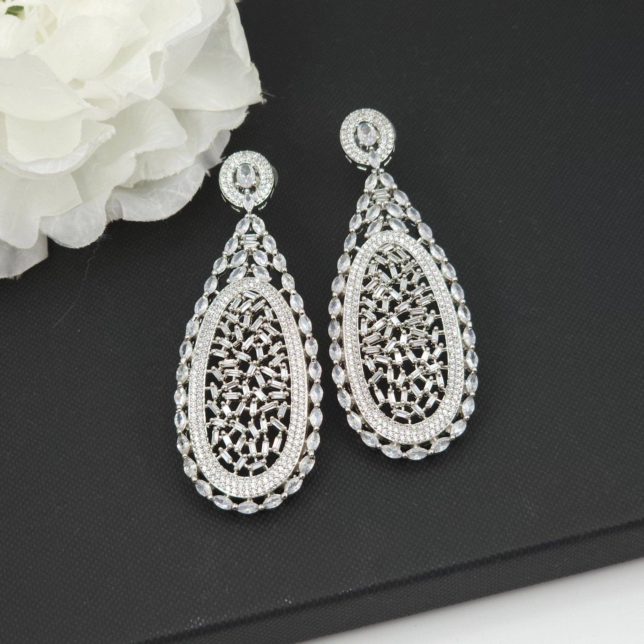 Raya American Diamond Statement Earrings - Fancy Fab Jewels